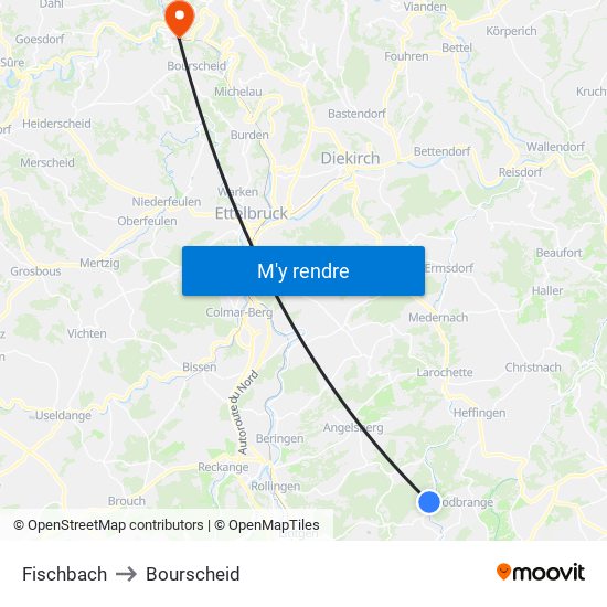 Fischbach to Bourscheid map