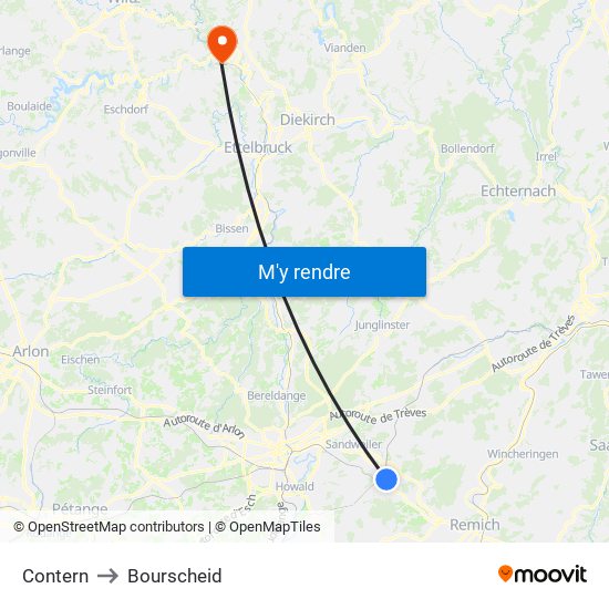 Contern to Bourscheid map