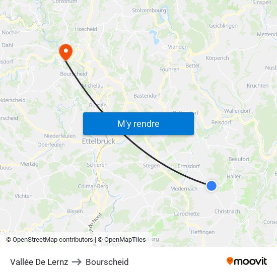 Vallée De Lernz to Bourscheid map