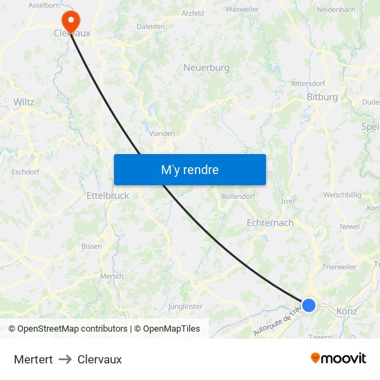Mertert to Clervaux map