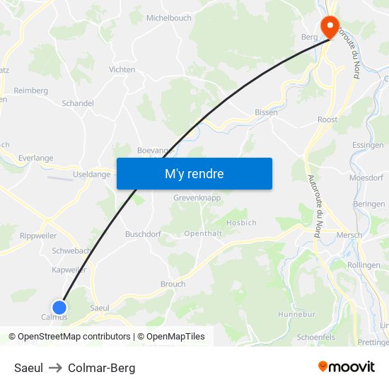 Saeul to Colmar-Berg map