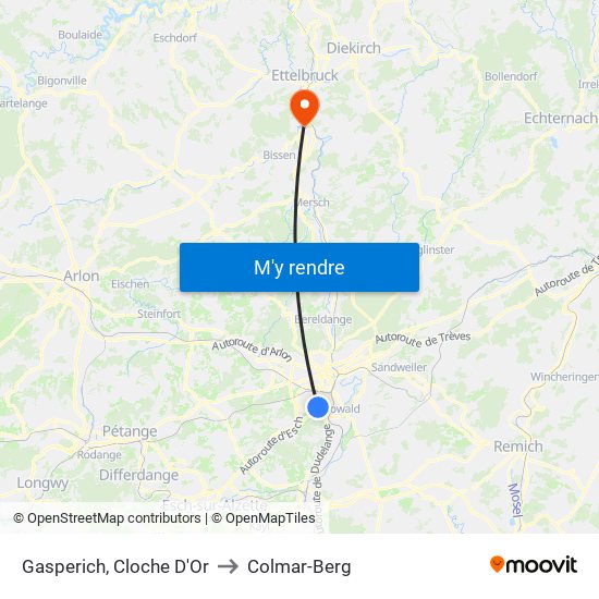 Gasperich, Cloche D'Or to Colmar-Berg map