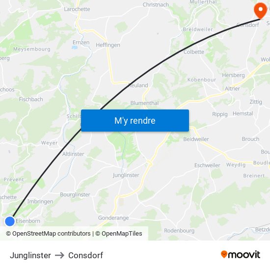 Junglinster to Consdorf map