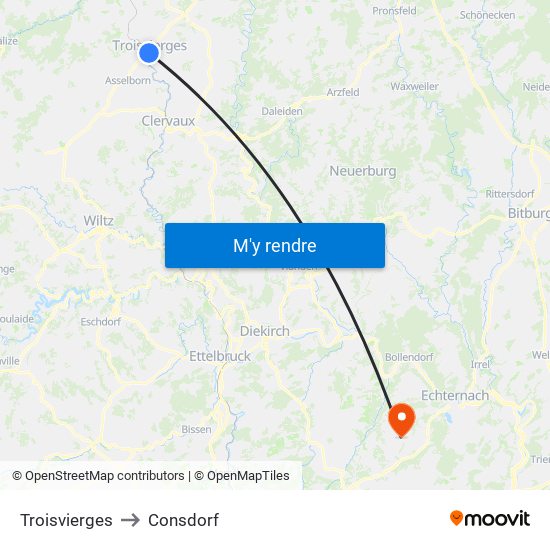 Troisvierges to Consdorf map