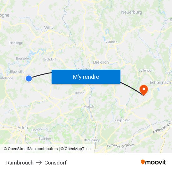 Rambrouch to Consdorf map