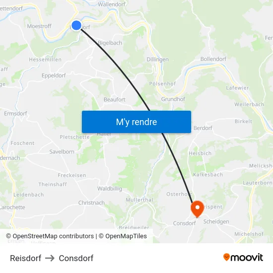 Reisdorf to Consdorf map