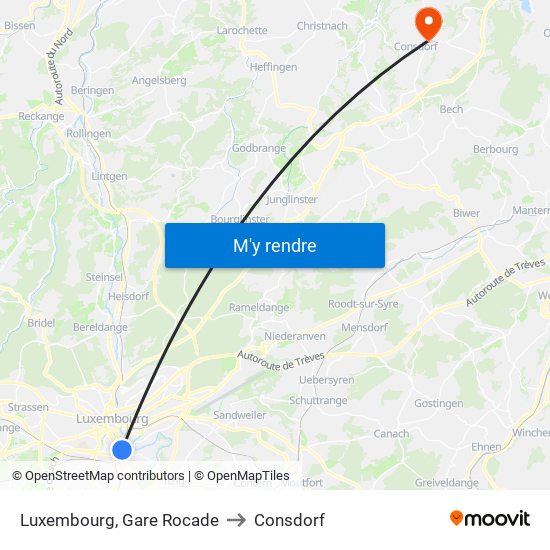 Luxembourg, Gare Rocade to Consdorf map