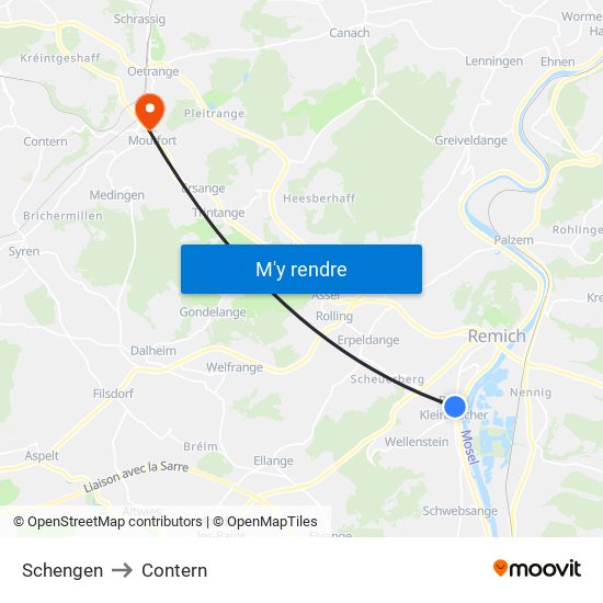 Schengen to Contern map