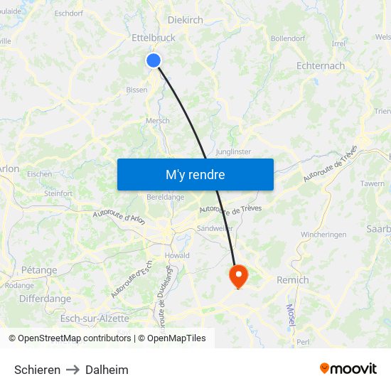 Schieren to Dalheim map