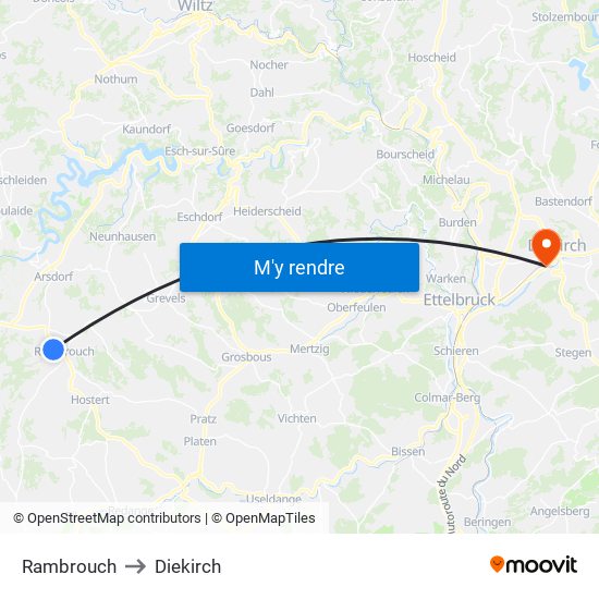 Rambrouch to Diekirch map