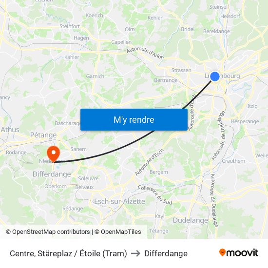 Centre, Stäreplaz / Étoile (Tram) to Differdange map