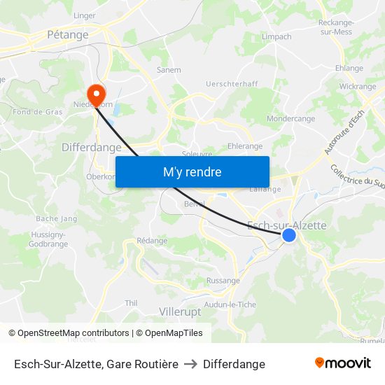 Esch-Sur-Alzette, Gare Routière to Differdange map