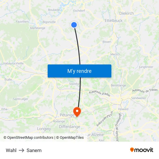 Wahl to Sanem map