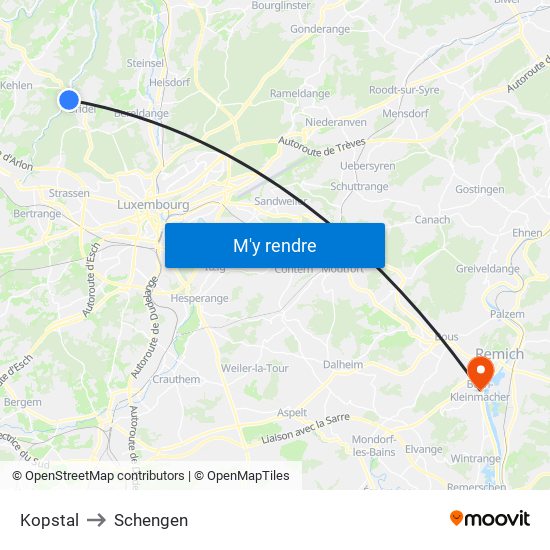 Kopstal to Schengen map