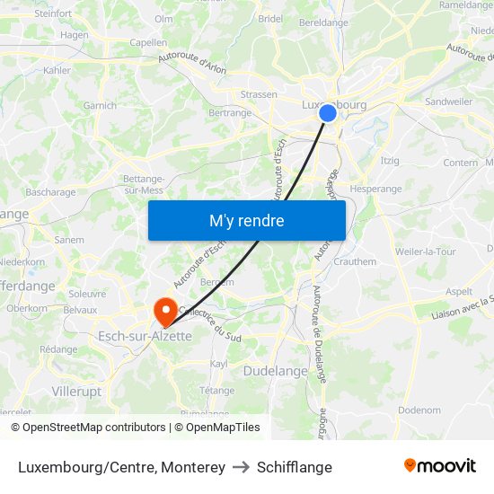 Luxembourg/Centre, Monterey to Schifflange map