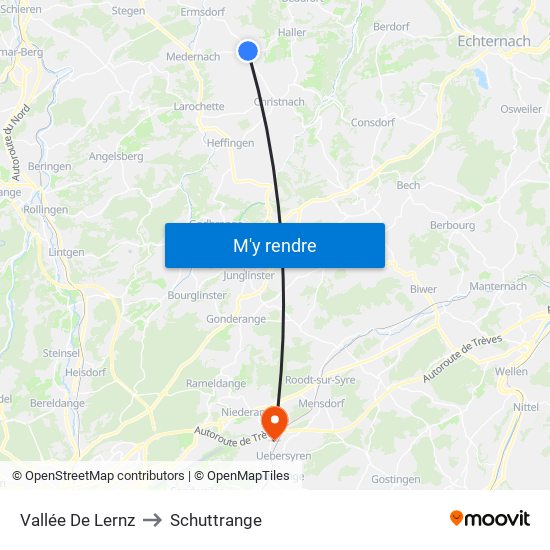 Vallée De Lernz to Schuttrange map