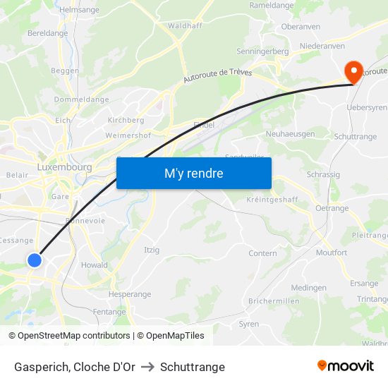 Gasperich, Cloche D'Or to Schuttrange map