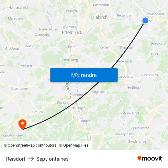 Reisdorf to Septfontaines map