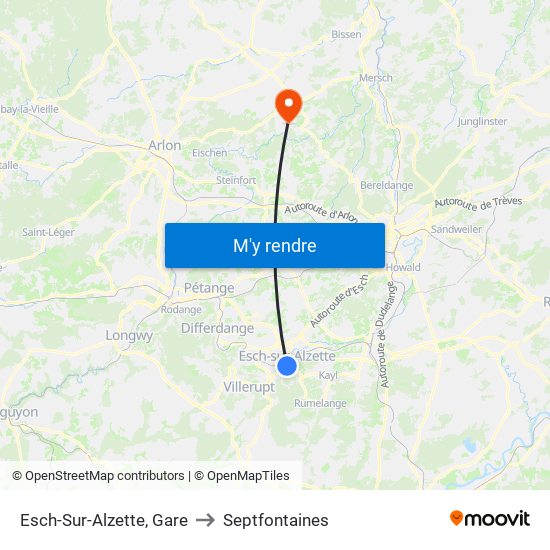Esch-Sur-Alzette, Gare to Septfontaines map