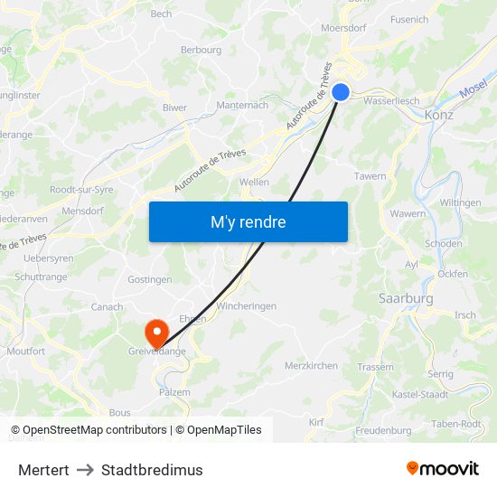 Mertert to Stadtbredimus map