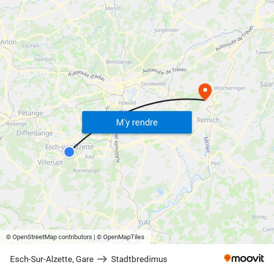 Esch-Sur-Alzette, Gare to Stadtbredimus map