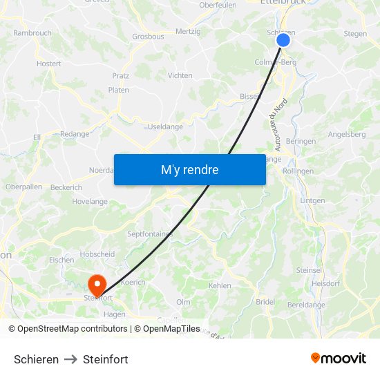 Schieren to Steinfort map