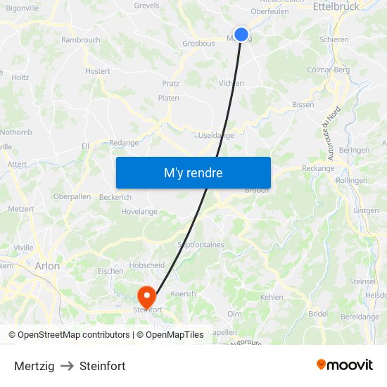 Mertzig to Steinfort map