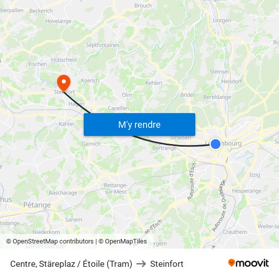 Centre, Stäreplaz / Étoile (Tram) to Steinfort map