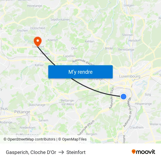 Gasperich, Cloche D'Or to Steinfort map