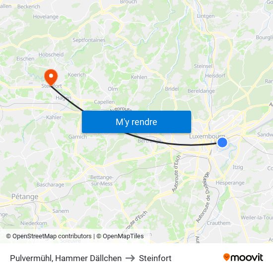 Pulvermühl, Hammer Dällchen to Steinfort map