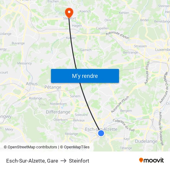 Esch-Sur-Alzette, Gare to Steinfort map