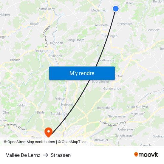 Vallée De Lernz to Strassen map