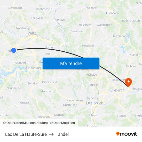 Lac De La Haute-Sûre to Tandel map