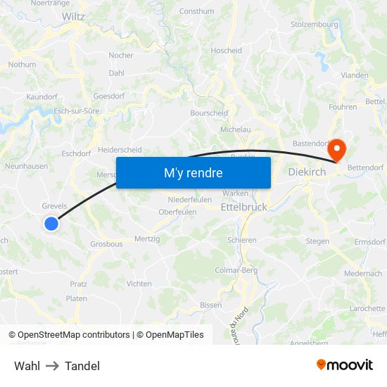 Wahl to Tandel map