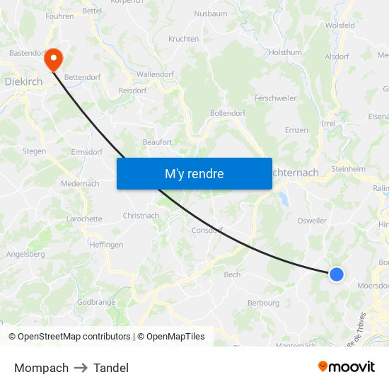 Mompach to Tandel map