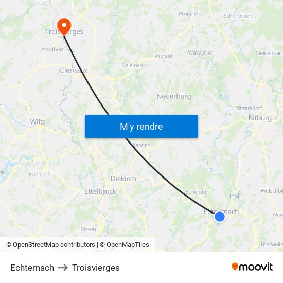 Echternach to Troisvierges map