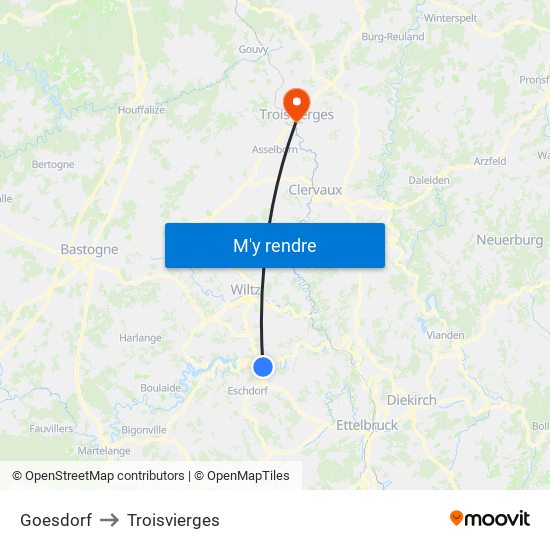 Goesdorf to Troisvierges map