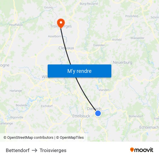 Bettendorf to Troisvierges map
