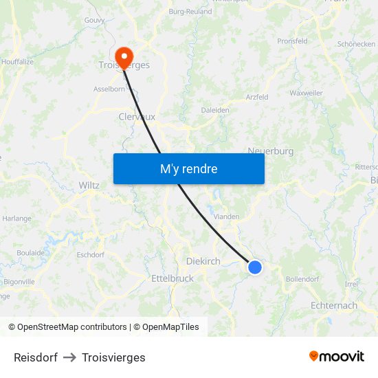 Reisdorf to Troisvierges map