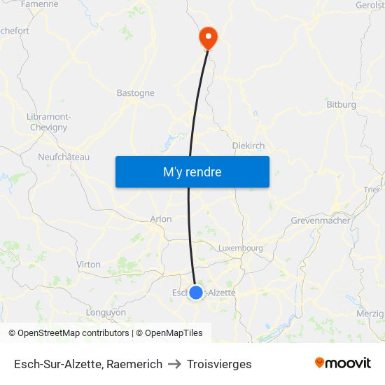 Esch-Sur-Alzette, Raemerich to Troisvierges map