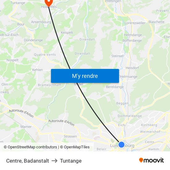 Centre, Badanstalt to Tuntange map