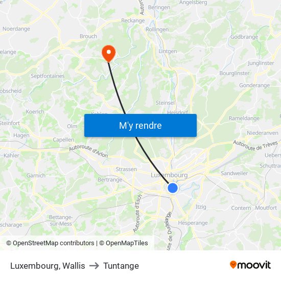 Luxembourg, Wallis to Tuntange map