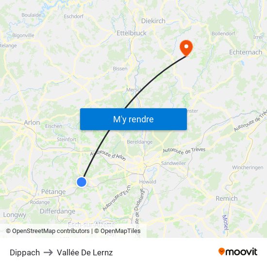 Dippach to Vallée De Lernz map