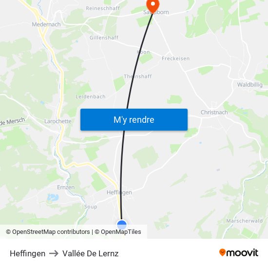 Heffingen to Vallée De Lernz map