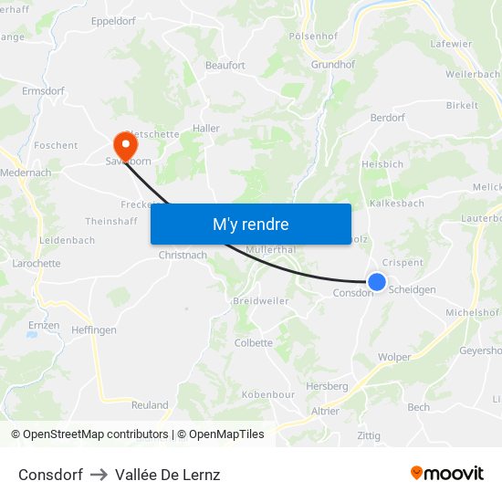 Consdorf to Vallée De Lernz map