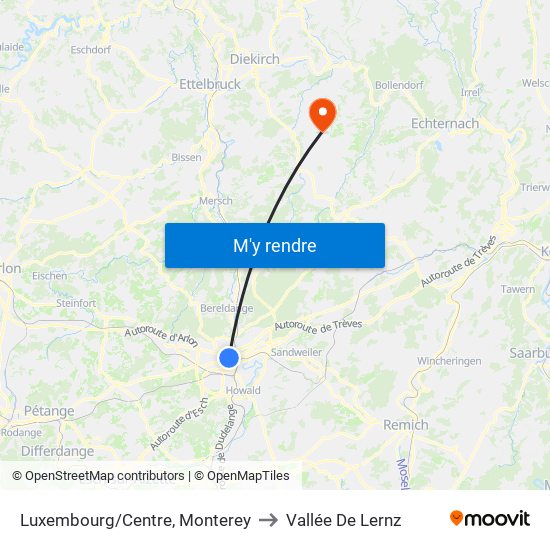 Luxembourg/Centre, Monterey to Vallée De Lernz map