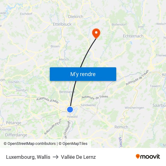 Luxembourg, Wallis to Vallée De Lernz map
