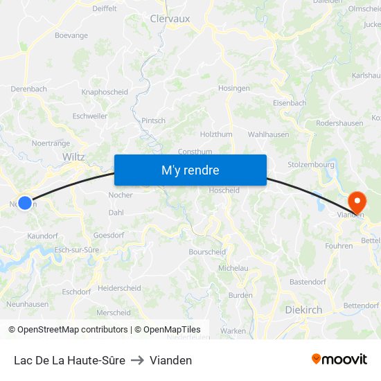 Lac De La Haute-Sûre to Vianden map