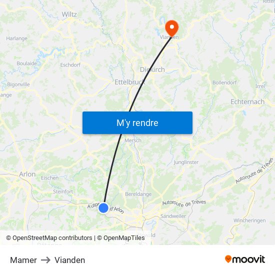 Mamer to Vianden map