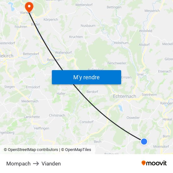 Mompach to Vianden map
